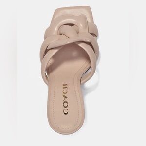Coach Blush Nude Leather Knotted Mule Heels Square Toe Size 7